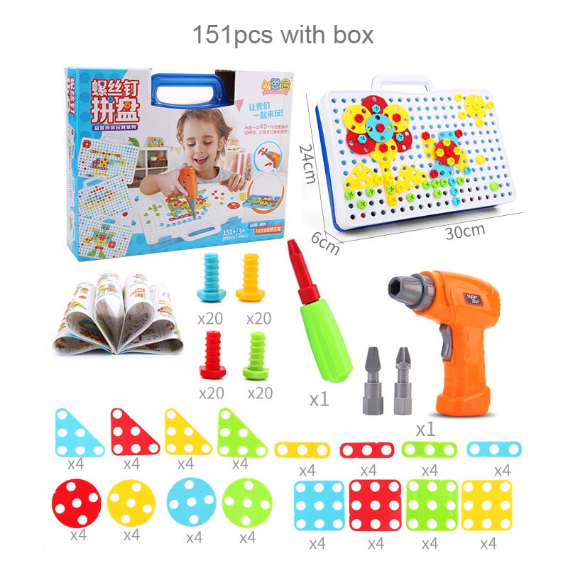 Electric Drill Creative Mosaic Puzzle Toys